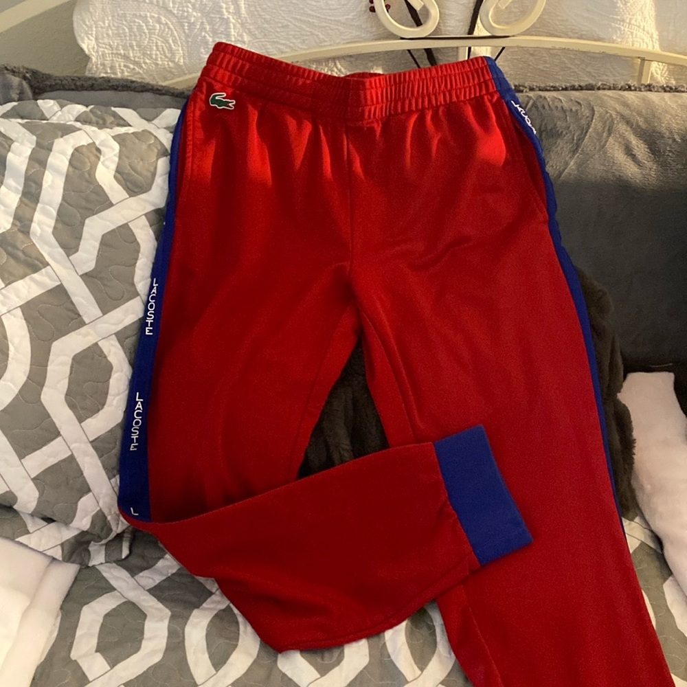 Size Large, Men’s Lacoste Sport Joggers. Red. EUC, worn a couple of times.